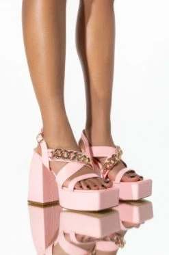 AZALEA WANG NOT GOING HOME CHUNKY SANDAL IN PINK