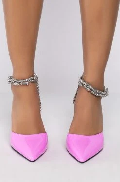 Alternative view of AZALEA WANG ONTO THE NEXT RHINESTONE CHAIN PUMP IN PURPLE