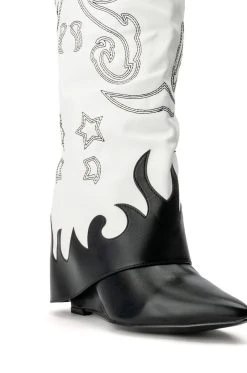 Alternative view of AZALEA WANG OUTLAND WESTERN WEDGE BOOT IN BLACK WHITE