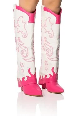 Alternative view of AZALEA WANG OUTLAND WESTERN WEDGE BOOT IN FUCHSIA WHITE