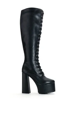 Alternative view of AZALEA WANG PRECIOUS CHUNKY LACE UP BOOT IN BLACK