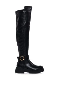 Alternative view of AZALEA WANG REAGAN KNEE HIGH FLAT BOOT IN BLACK