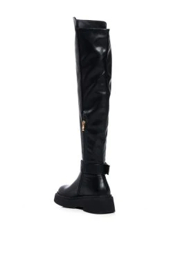 AZALEA WANG REAGAN KNEE HIGH FLAT BOOT IN BLACK -AKIRA salestore azalea wang reagan knee high flat boot in black black 4 4