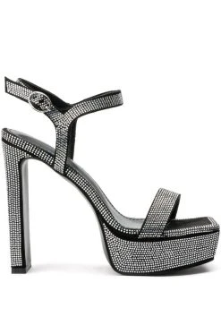 Alternative view of AZALEA WANG RENAISSANCE RHINESTONE PLATFORM CHUNKY SANDAL IN BLACK