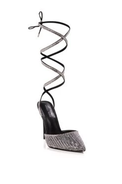 AZALEA WANG RISS BLING LACE UP PUMP IN BLACK -AKIRA salestore azalea wang riss bling lace up pump in black black 3 3