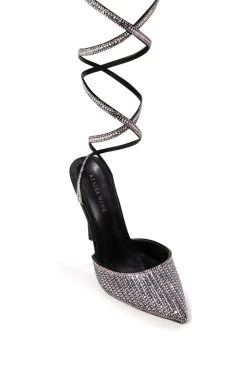 AZALEA WANG RISS BLING LACE UP PUMP IN BLACK -AKIRA salestore azalea wang riss bling lace up pump in black black 5 5