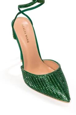 AZALEA WANG RISS BLING LACE UP PUMP IN GREEN -AKIRA salestore azalea wang riss bling lace up pump in green green 5 5