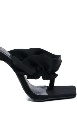 AZALEA WANG RUFFLE MY FEATHERS STILETTO SANDAL IN BLACK -AKIRA salestore azalea wang ruffle my feathers stiletto sandal in black black 5 5