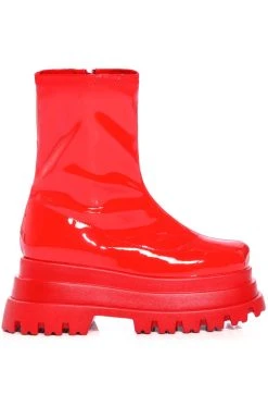 Alternative view of AZALEA WANG RUSH PATENT FLATFROM BOOT IN RED