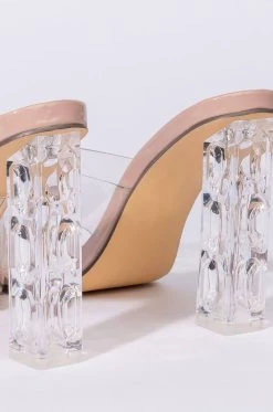 AZALEA WANG SATURDAY NIGHT MOOD CHUNKY SANDAL IN NUDE -AKIRA salestore azalea wang saturday night mood chunky sandal in nude nude 7 7