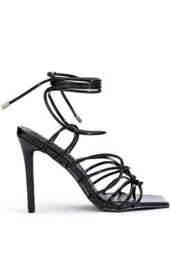 Alternative view of AZALEA WANG SEDUCTRESS STRAPPY PATENT SANDAL IN BLACK
