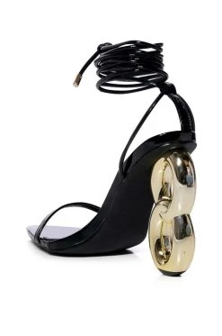 AZALEA WANG SHAWNA LACE UP SANDAL IN BLACK -AKIRA salestore azalea wang shawna black sandal black 4 4