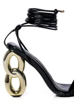 AZALEA WANG SHAWNA LACE UP SANDAL IN BLACK -AKIRA salestore azalea wang shawna black sandal black 5 5