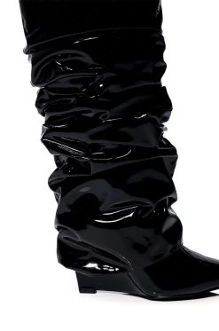 AZALEA WANG SIF WEDGE BOOT IN BLACK -AKIRA salestore azalea wang sif wedge boot in black black 5 5 c1