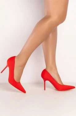AZALEA WANG SIMPLY CHIC STILETTO PUMP IN RED -AKIRA salestore azalea wang simply chic stiletto pump in red red 2 2 c1