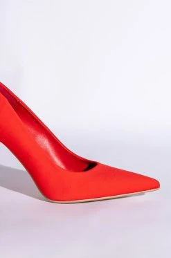 AZALEA WANG SIMPLY CHIC STILETTO PUMP IN RED -AKIRA salestore azalea wang simply chic stiletto pump in red red 6 6