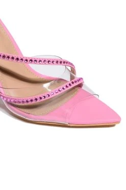 AZALEA WANG SITKA EMBELLISHED STILETTO SNADAL IN PINK -AKIRA salestore azalea wang sitka embellished stiletto snadal in pink pink 5 5