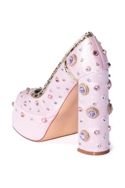 AZALEA WANG SOMETHING NEW SATIN PUMP IN PINK -AKIRA salestore azalea wang something new satin pump in pink pink 4 4