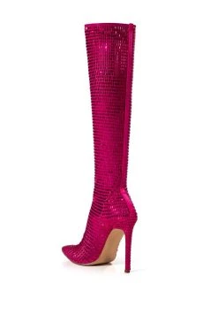AZALEA WANG STATUE EMBELLISHED STRETCH BOOT IN PINK -AKIRA salestore azalea wang statue embellished stretch boot in pink pink 5 5 c1