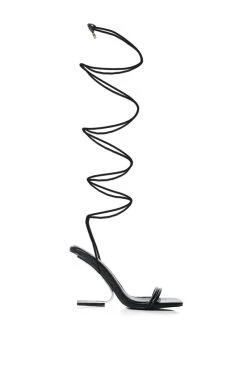Alternative view of AZALEA WANG STEP YOUR GAME UP FLOATING HEEL STRAPPY SANDAL IN BLACK
