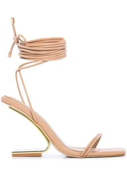 Alternative view of AZALEA WANG STEP YOUR GAME UP FLOATING HEEL STRAPPY SANDAL IN NUDE