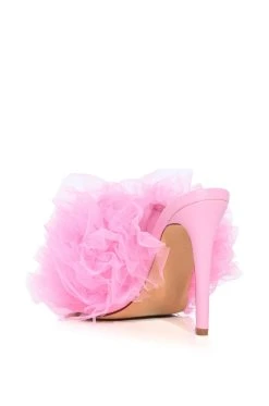 AZALEA WANG STILETTO TULLE SANDAL IN PINK -AKIRA salestore azalea wang stiletto tulle sandal in pink pink 4 4