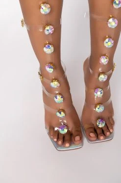AZALEA WANG SUGAR AND SPICE STILETTO SANDAL IN HOLOGRAM -AKIRA salestore azalea wang sugar and spice stiletto sandal in hologram hologram 5 5