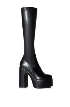 Alternative view of AZALEA WANG SUTTON PU CHUNKY BOOT WITH 4 WAY STRETCH IN BLACK