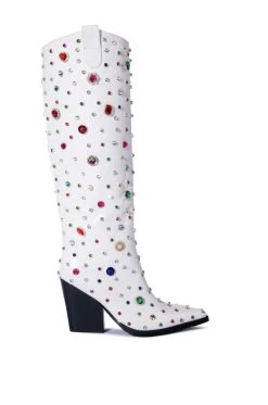 Alternative view of AZALEA WANG SWEET TREAT RHINESTONE EMBELLISHED WESTERN BOOT IN WHITE