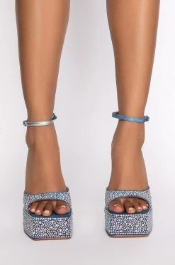 Alternative view of AZALEA WANG TAKE IT ALL BACK STILETTO SANDAL IN DENIM