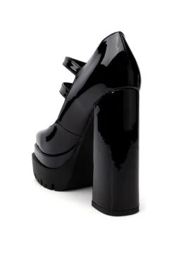 AZALEA WANG TATE PATENT CHUNKY PUMP -AKIRA salestore azalea wang tate patent chunky pump black 4 4 c1