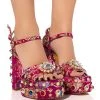 AZALEA WANG THE GLAM LIFE FOR ME STRAPPY EMBELLISHED CHUNKY SANDAL IN PINK