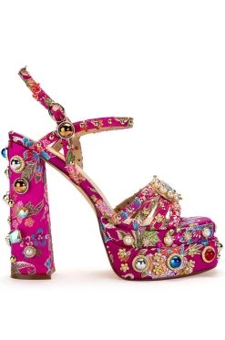 Alternative view of AZALEA WANG THE GLAM LIFE FOR ME STRAPPY EMBELLISHED CHUNKY SANDAL IN PINK