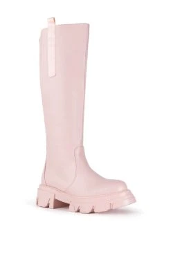 AZALEA WANG THERE SHE GOES FLATFORM BOOT IN PINK -AKIRA salestore azalea wang there she goes flatform boot in pink pink 3 3