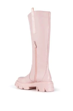 AZALEA WANG THERE SHE GOES FLATFORM BOOT IN PINK -AKIRA salestore azalea wang there she goes flatform boot in pink pink 4 4
