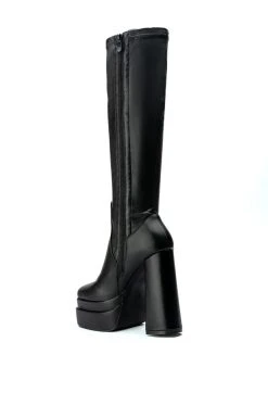 AZALEA WANG TO THE MAX CHUNKY STRETCH BOOT WITH 4 WAY STRETCH IN BLACK -AKIRA salestore azalea wang to the max chunky stretch boot in black black 4 4 c1
