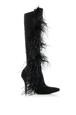 Alternative view of AZALEA WANG TORNADO FEATHER KNEE HIGH BOOT
