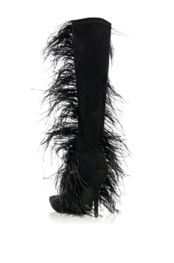 AZALEA WANG TORNADO FEATHER KNEE HIGH BOOT -AKIRA salestore azalea wang tornado feather knee high boot black 4 4