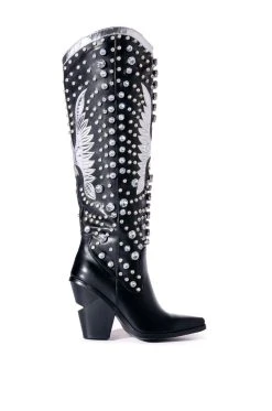 Alternative view of AZALEA WANG UPBEAT RHINESTONE EMBELLISHED WESTERN BOOT IN BLACK