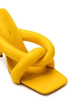 AZALEA WANG WALK ON BY PUFF SANDAL IN YELLOW -AKIRA salestore azalea wang walk on by puff sandal in yellow yellow 5 5 c1