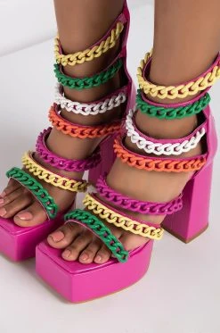 AZALEA WANG WORTH THE WAIT CHUNKY SANDAL IN MULTI -AKIRA salestore azalea wang worth the wait chunky sandal in multi multi 5 5
