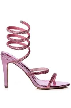 AZALEA WANG WRENLEY RHINESTONE STILETTO SANDAL IN PINK