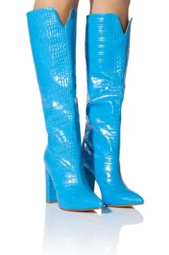 AZALEA WANG YES PLEASE CHUNKY CROC BOOT IN BLUE