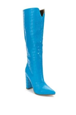AZALEA WANG YES PLEASE CHUNKY CROC BOOT IN BLUE -AKIRA salestore azalea wang yes please chunky croc boot in blue blue 3 3 c1
