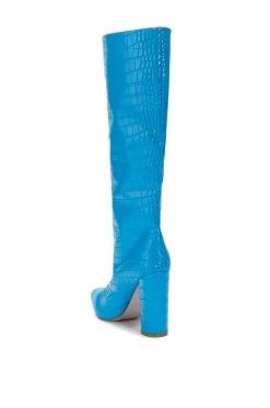 AZALEA WANG YES PLEASE CHUNKY CROC BOOT IN BLUE -AKIRA salestore azalea wang yes please chunky croc boot in blue blue 4 4 c1