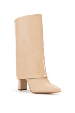 BALTINA CROC TAN FOLD OVER BOOT -AKIRA salestore baltina croc tan fold over boot tan 3 3