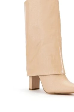 BALTINA CROC TAN FOLD OVER BOOT -AKIRA salestore baltina croc tan fold over boot tan 5 5