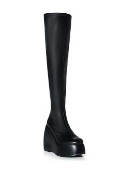 DARCY BLACK WEDGE BOOT -AKIRA salestore darcy black wedge boot black 3 3