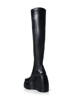 DARCY BLACK WEDGE BOOT -AKIRA salestore darcy black wedge boot black 4 4