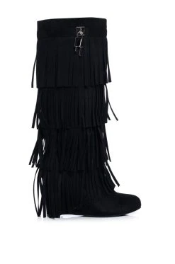Alternative view of DIXIE FRINGE WEDGE BOOT IN BLACK